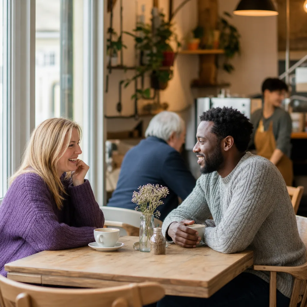 A relaxed first date at an independent café in Salisbury